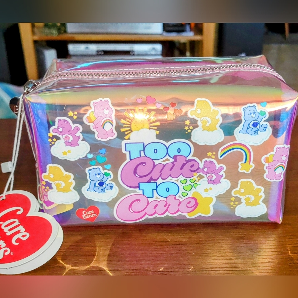 Skinnydip London Care Bears Holographic Makeup Bag with Zipper, Iridescent, NWT